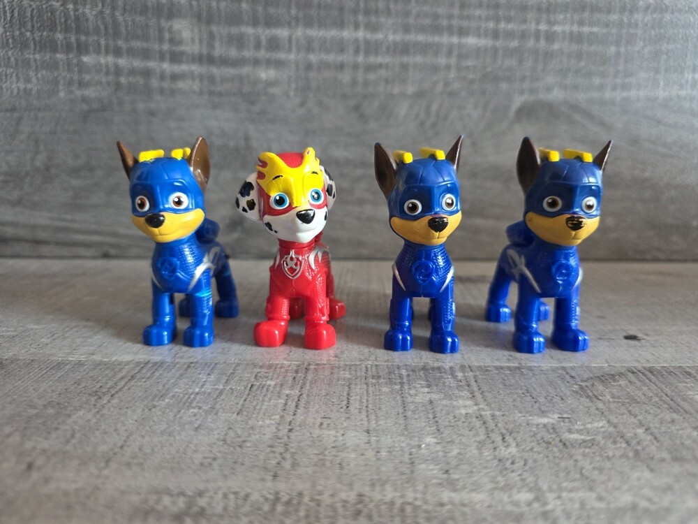 Paw Patrol Mighty Pups Super Paws 4 Lot Chase Marshall g41